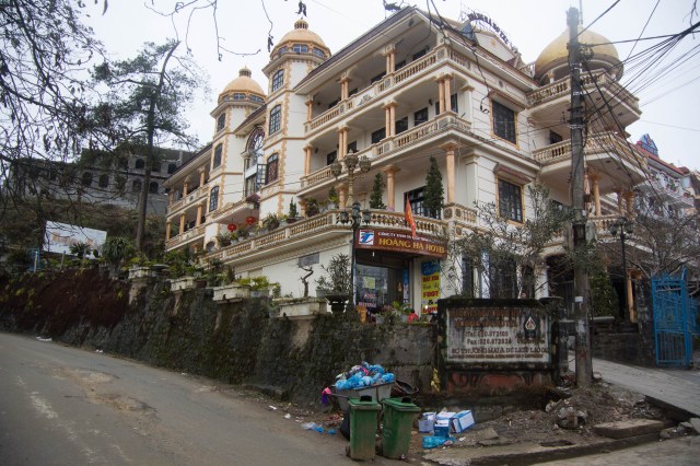 Ornate buildings and Garbage
